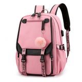 Large Women Backpack School Bags for Teenage Girls Usb Pink Fashion Patchwork Nylon Bagpack Youth Backbag Big College Back Pack