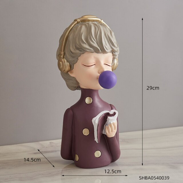 Nordic Home Decoration Bubble Girl Furnishings Fruit Plate Resin Character Model Bedroom Decor Accessories Living Room Gifts