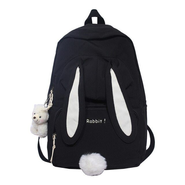 Middle Student School Bags for Teenage Girls Rabbit Cute Backpack Women Nylon Bookbags