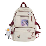 Transparent PVC Cartoon Card Kawaii Pendant Teenager Girls College Travel School Backpack Female Nylon Shoulders Large Bags
