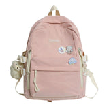 Solid Color Nylon Backpack Bag School Book Bagpack Girls Teenage Female Casual Travel Pink Large College Bolsa Mochila Mujer