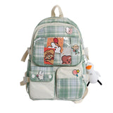 Plaid PVC Transparent Cartoon Card Kawaii Backpack Girls School Bagpack Women 2021 Back Pack Waterproof Nylon Shoulders Bags