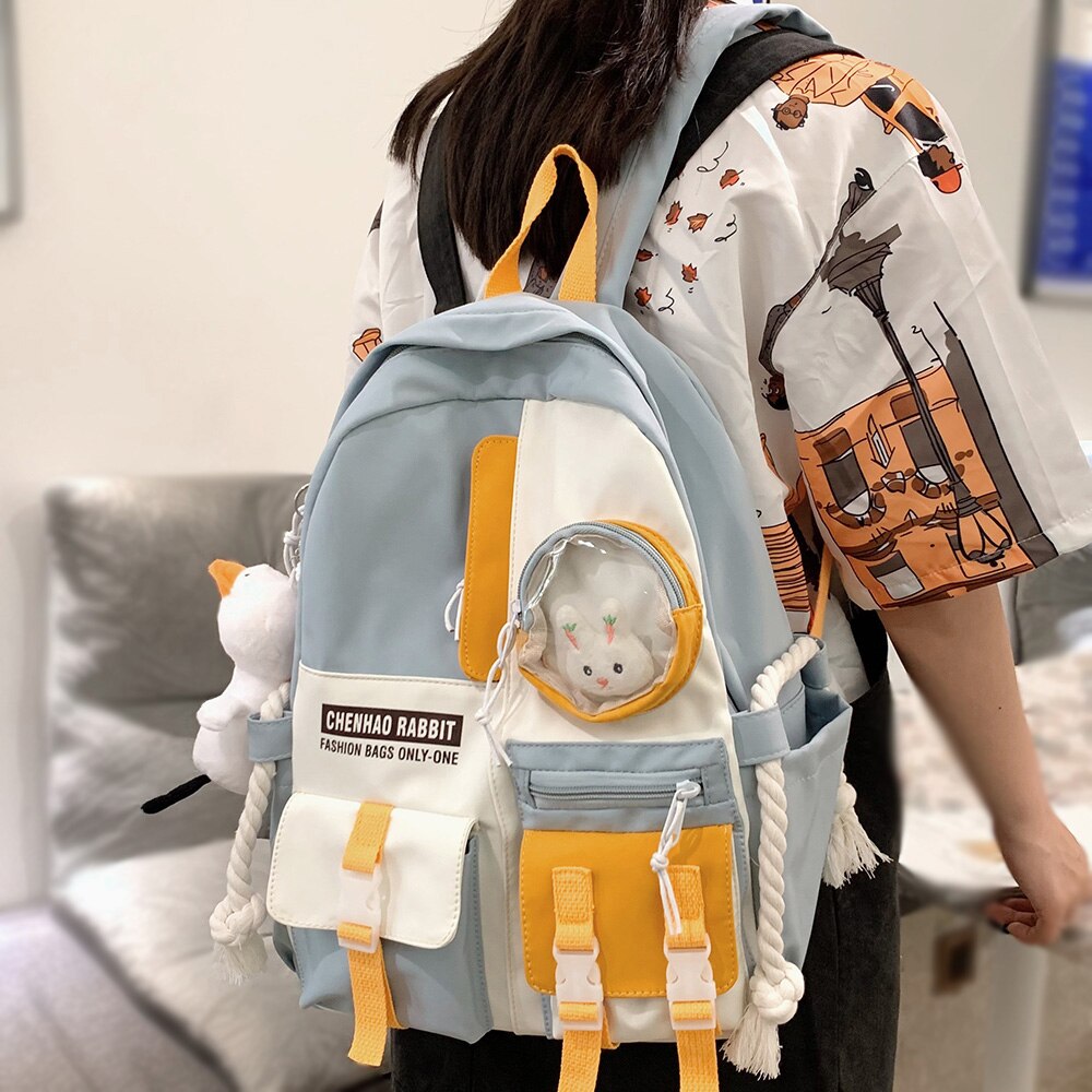 Female Nylon Cute Harajuku Bag Book Kawaii Teenage Girl Backpack Student College Women School Bag Fashion Ladies Backpack Trendy