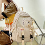 Kawaii Female Laptop Bag Women College Student Travel Backpack Cute Girl White School Bag Waterproof Nylon Lady Backpack Fashion
