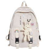 Kawaii Female Laptop Bag Women College Student Travel Backpack Cute Girl White School Bag Waterproof Nylon Lady Backpack Fashion