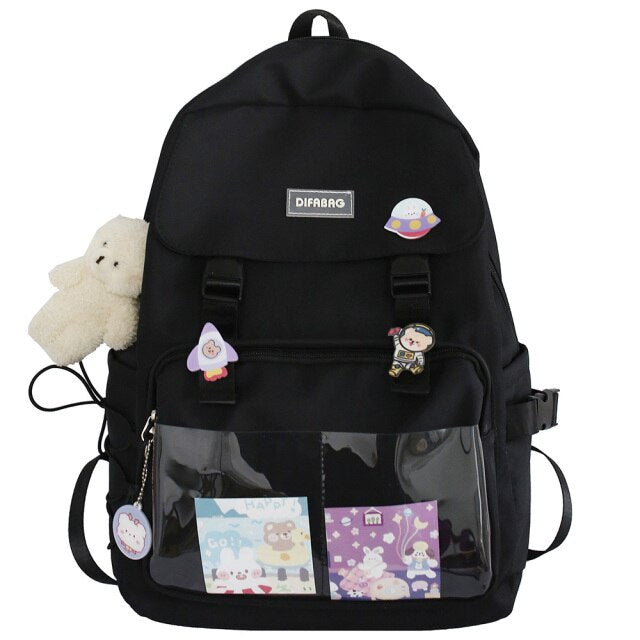Girl Laptop Kawaii Waterproof Backpack Harajuku Transparent Women Bag Female Student College Backpack Cute Lady Clear School Bag
