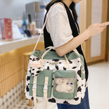 Fashion Women Cute Cow Pattern Harajuku Bag Clear Lady New Waterproof Backpack Kawaii Female Laptop Transparent Bag Girl Student