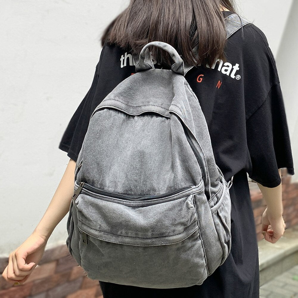 Travel Canvas Female Laptop Bag Girl Fabric School Bag New Fashion College Student Vintage Women Backpack Kawaii Ladies Backpack