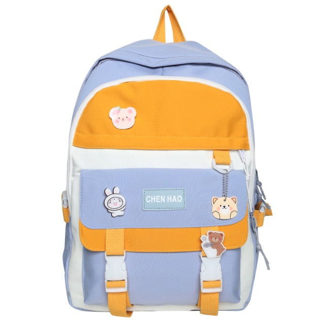 Girl Badge College Bag Nylon Kawaii Backpack Travel Lady Laptop Teen Cool Student Backpack Fashion Female Cute Women School Bags