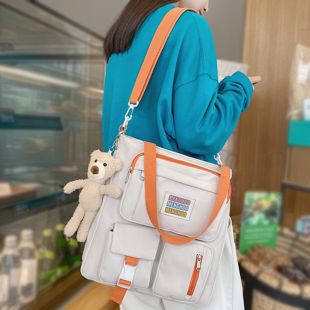 Fashion Girl College Shopper Tote Solid Color Messenger Bag Lady Female Crossbody Bag Women Kawaii Harajuku Shoulder Handbag New