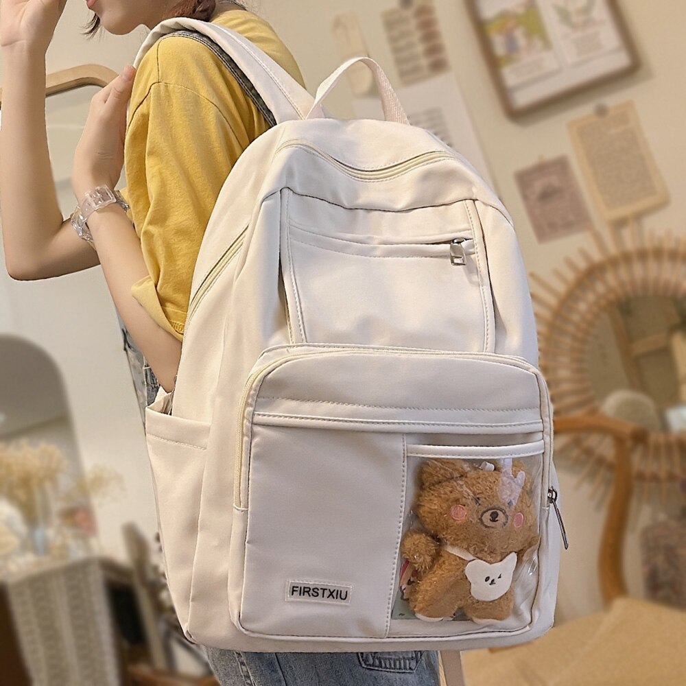 Female Student College Backpack Waterproof Cute Lady Clear School Bag Girl Laptop Kawaii Backpack Harajuku Transparent Women Bag