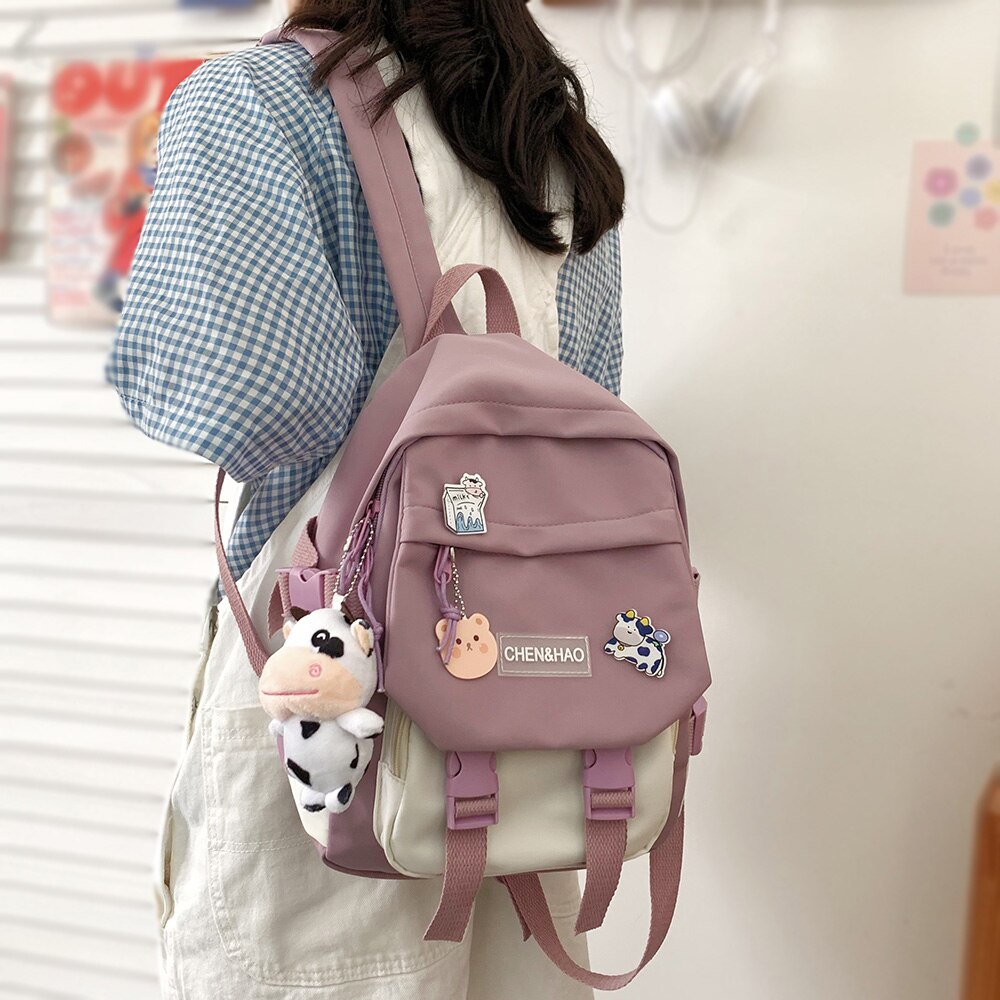 Kawaii Women Student Bag New Badge Fashion Ladies Harajuku Backpack Trendy Female Cute School Bag Teenage Girl College Backpacks