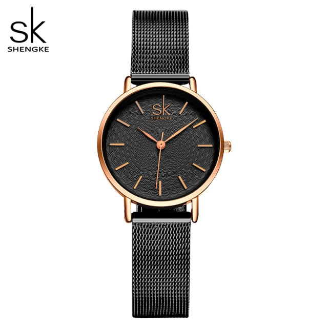 2022 SK Super Slim Sliver Mesh Stainless Steel Watches Women Top Brand Luxury Casual Clock Ladies Wrist Watch Relogio Feminino