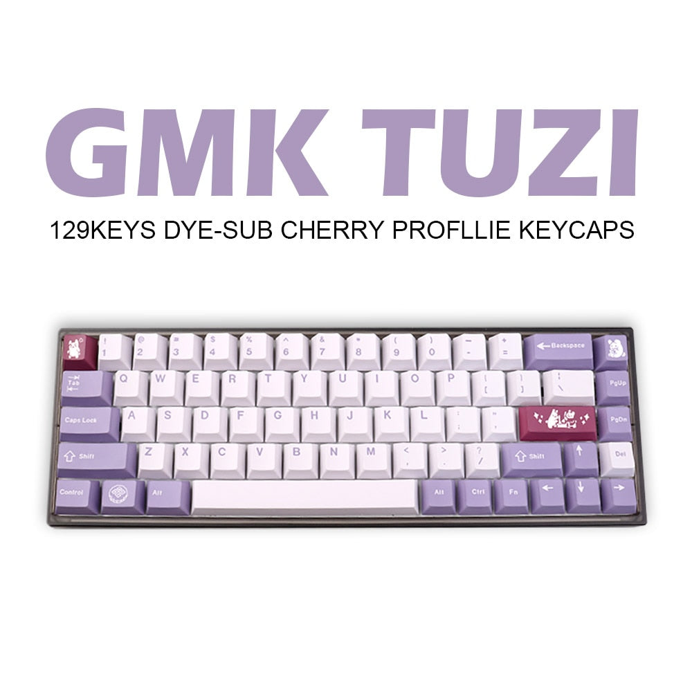 GMK Tuzi Keycaps 129 Keys Cherry Profile  PBT DYE-SUB Keycap For MX Switch Mechanical Keyboard Purple Series Key Caps
