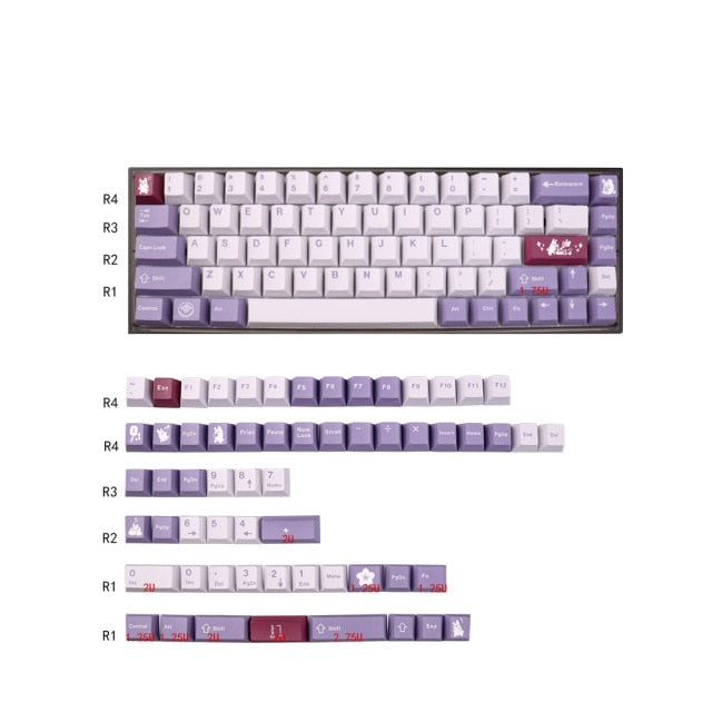 GMK Tuzi Keycaps 129 Keys Cherry Profile  PBT DYE-SUB Keycap For MX Switch Mechanical Keyboard Purple Series Key Caps