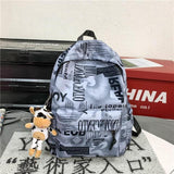 Fashion Women's Backpack Nylon Trend Letter Camouflage Printing School Bag For Boys Girls Large Capacity Student Shoulder Bags