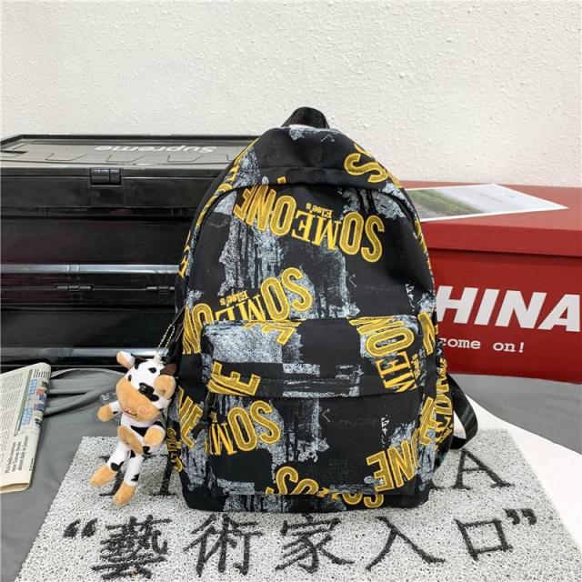 Fashion Women's Backpack Nylon Trend Letter Camouflage Printing School Bag For Boys Girls Large Capacity Student Shoulder Bags