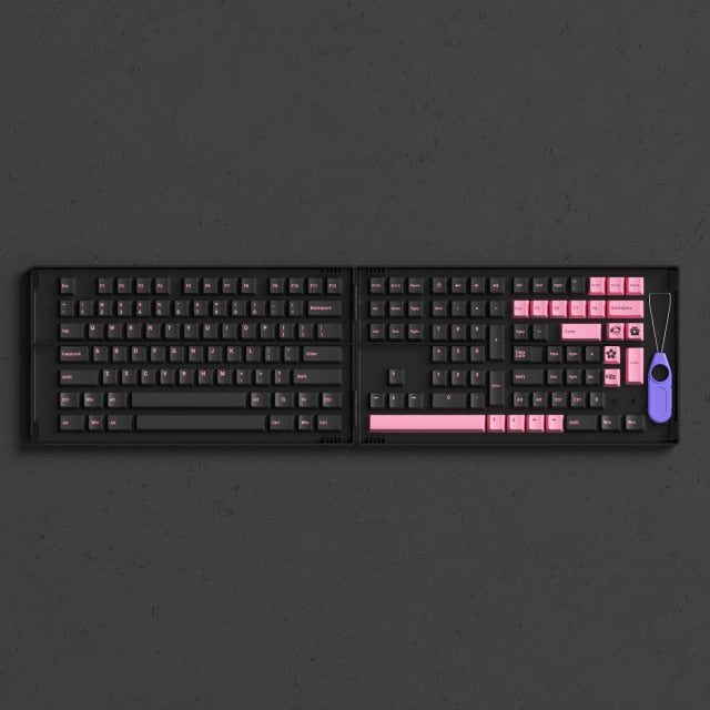 AKKO Black & Pink Keycaps ASA/Cherry Profile Keycaps Set Double-shot PBT 108/229 Full Keycaps Set, with 49 Extra Novelty Keycaps