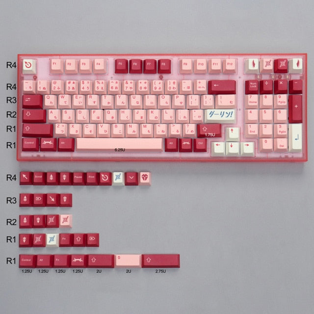PBT keycaps 128 Key Cherry Profile DYE SUB Personalized Japanese Darling Keycap For Cherry MX Switch Mechanical Keyboards