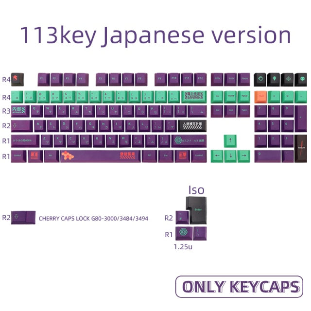 113 Keys PBT Keycaps Dye Sub Cherry Profile Japanese Personalized Keycap For GMK Cherry MX Switch 87/104/108 Mechanical Keyboard