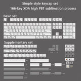 166 Keys/Set  XDA Profile White Theme DYE-Sub Japanese PBT Keycap For MX Switch Mechanical Keyboard Key Caps