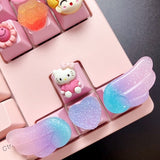 Xpoko  back to school Personalized Keycaps Wings Cute Translucent Keycaps for Mechanical Keyboard R4 Keys PBT Color Keycaps Key Caps Anime
