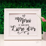 French Version Wall Sticker  Sign Our Guestbook  Vinyl Stickers Merci Wedding Decoration Guestboos Sign Removable Decal Art