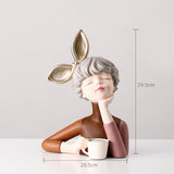 Moden Girl Sculpture Resin Art Statue Fairy Fashion Nordic Home Decoration Tabletop Figurines Gifts Bedroom Decor Accessories