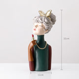 Moden Girl Sculpture Resin Art Statue Fairy Fashion Nordic Home Decoration Tabletop Figurines Gifts Bedroom Decor Accessories