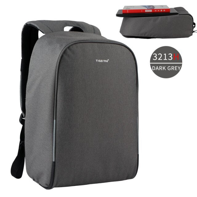 Business Men Backpack USB Charging Port Fits Under 15.6" Laptop Notebook Travel School bag with waterproof rain cover